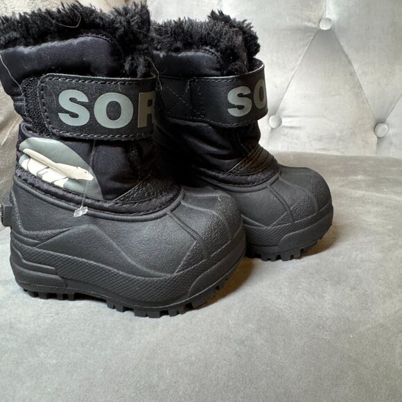 Sorel Toddler Snow Black Charcoal Commander Boot Size 4 NWOT - Picture 3 of 7